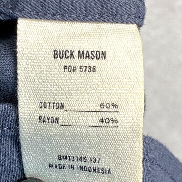 Buck Mason Shirt Mens L Draped Twill One Pocket Blue Preppy Classic Huckberry - Picture 8 of 8